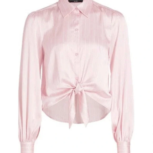 Generation Love Emory Pinstripe Tie-Front Blouse- Ballet Slipper - Picture 2 of 5